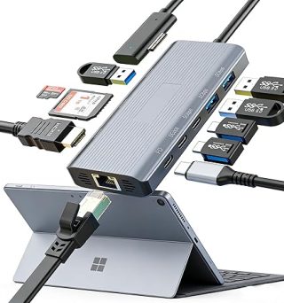 11-in-1 Surface Pro Docking Station, Surface Dock 4K@60HZ HDMI Surface Docking Station for MS Surface Pro 12/11/10/9/8/X/7/6/5/4/3, Surface Laptop 6/5/4/3/2/1, Surface Laptop Go 3/2/1, Surface Book